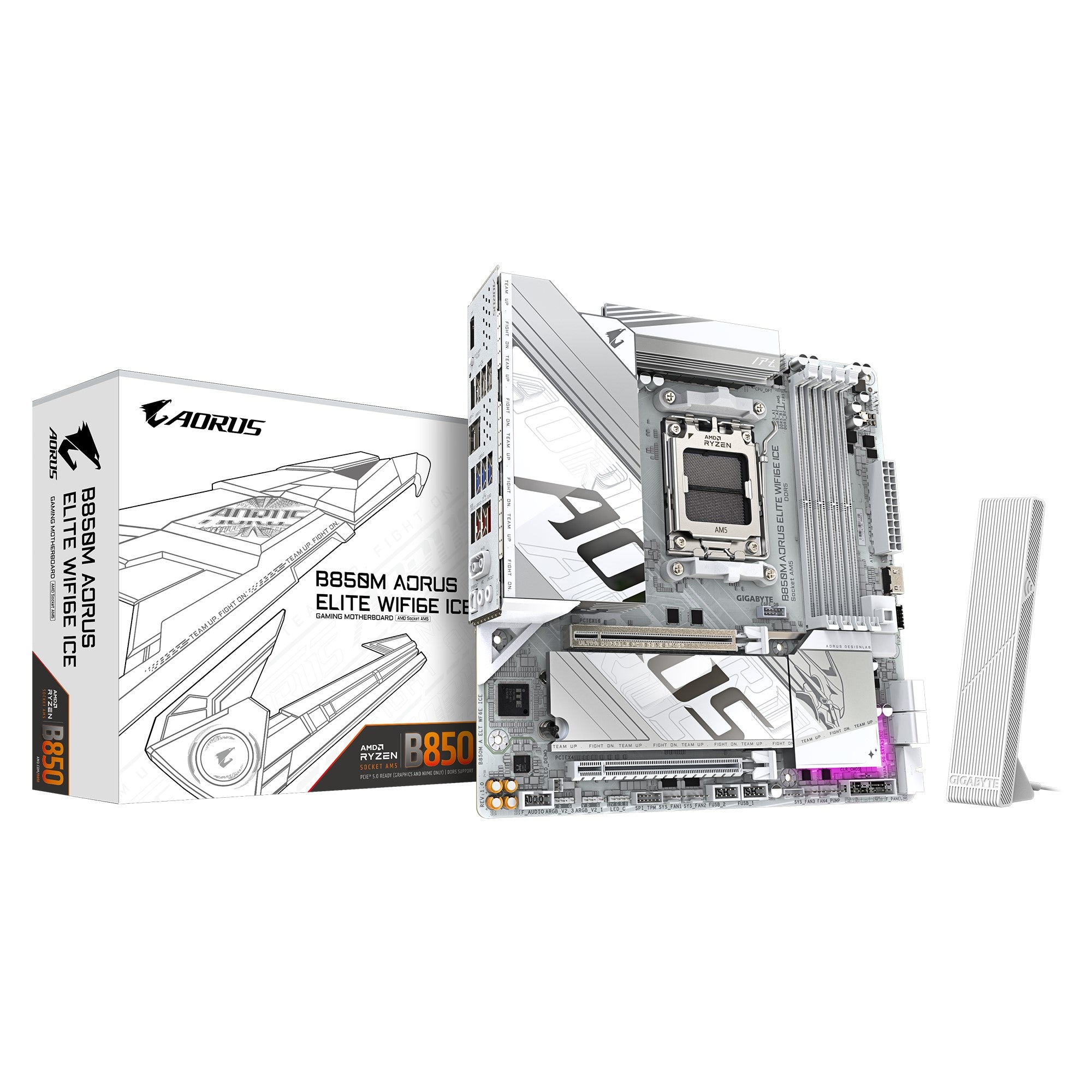 Gigabyte B850M A ELT WF6E ICE, AMD AM5, 4 x DDR5 up to 256 GB, 1 x HDMI, 1 x PCI Express x16, 2 x M.2, 4 x SATA,  9 x USB 3.2 Gigabyte B850M A ELT WF6E ICE, AMD AM5, 4 x DDR5 up to 256 GB, 1 x HDMI, 1 x PCI Express x16, 2 x M.2, 4 x SATA,  9 x USB 3.2